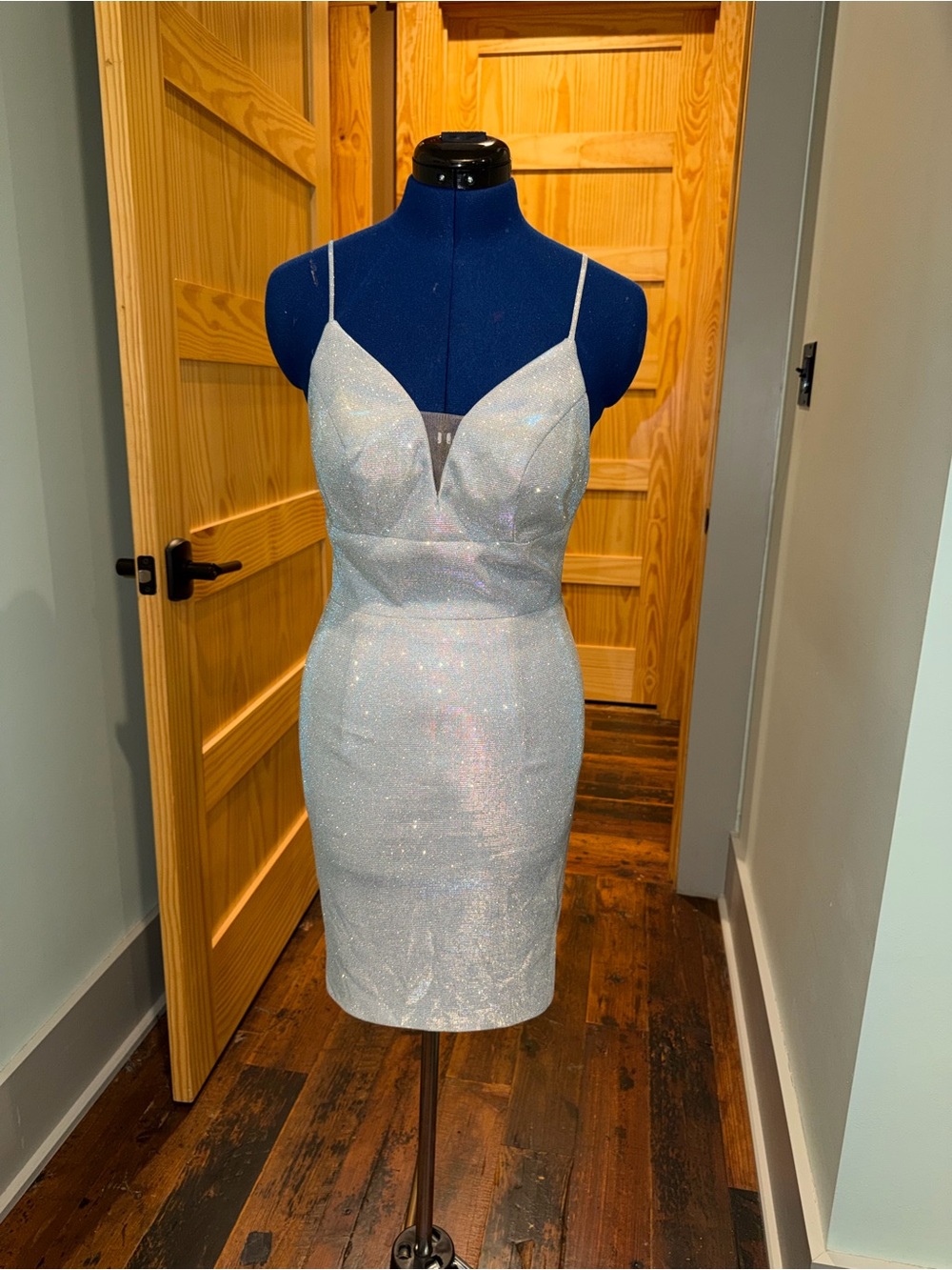 Sparkly powder blue mini dress